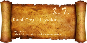 Kerényi Tivadar névjegykártya